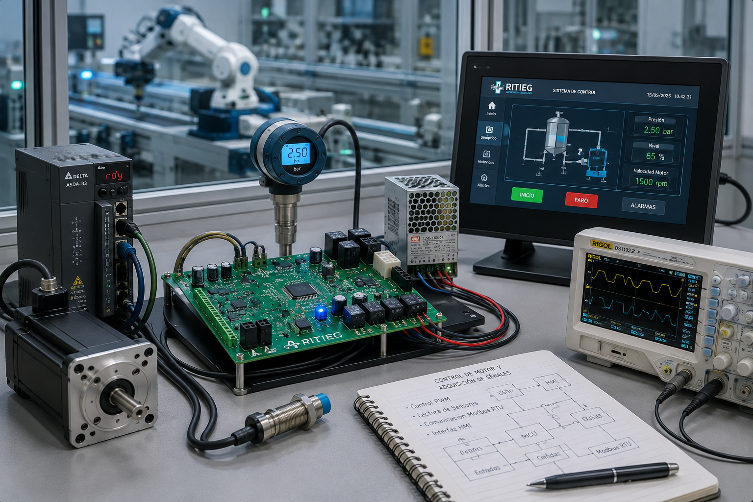 Desarrollo electrónico industrial, sistemas de control, PCB y automatización RITIEG