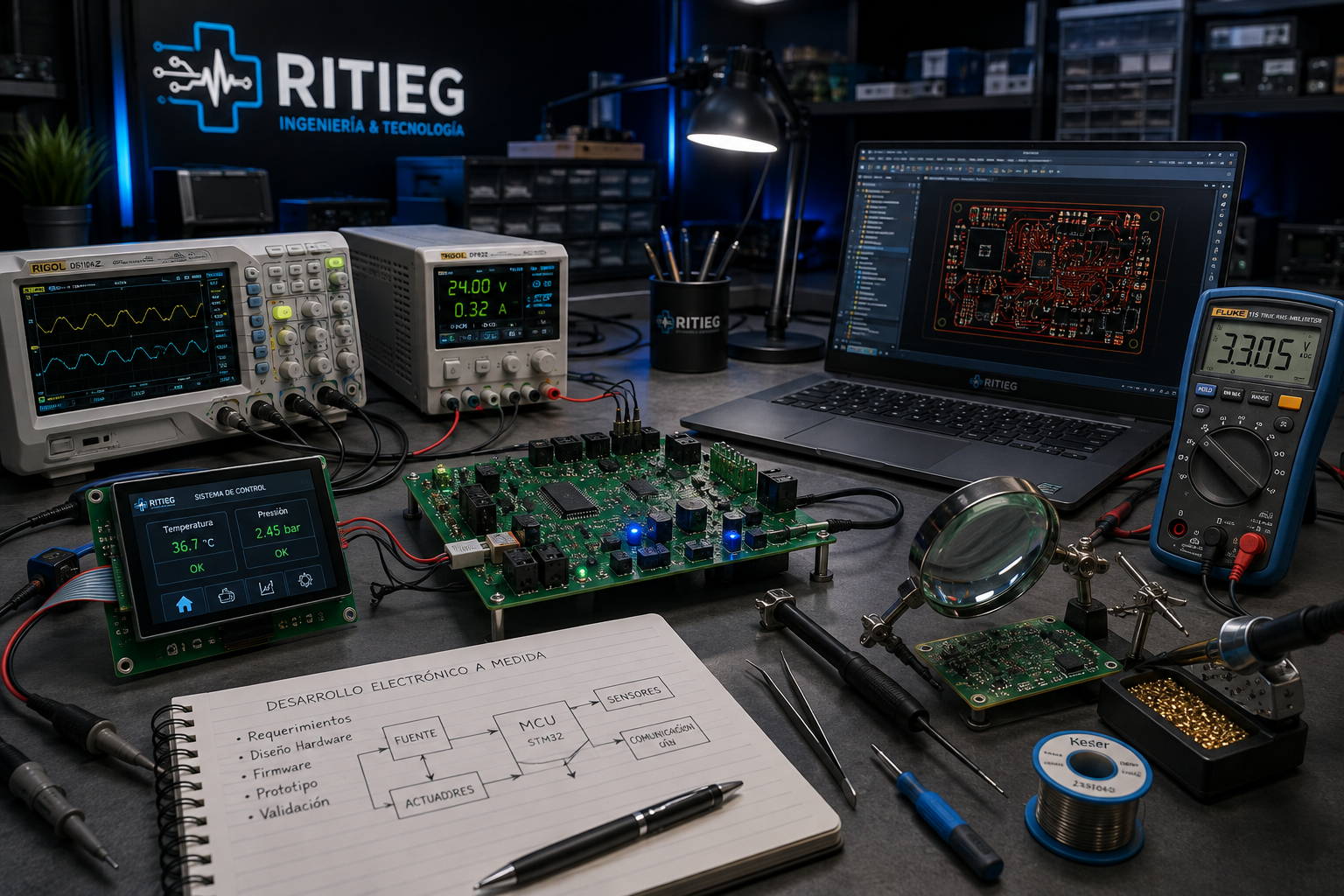 Desarrollo electrónico a medida, diseño de PCB, sistemas embebidos y prototipado RITIEG