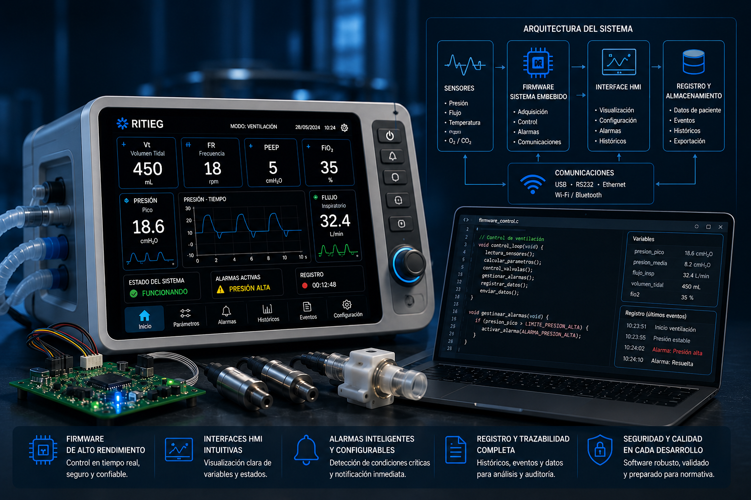 Software y firmware para equipos médicos y electromédicos RITIEG